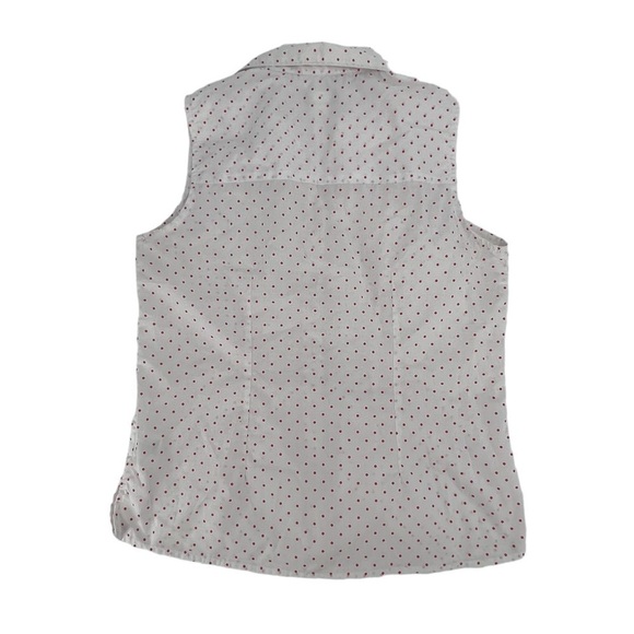 Basic Editions White Pink Polka Dot Sleeveless Collar Shirt Size Small Women’s - Picture 3 of 5
